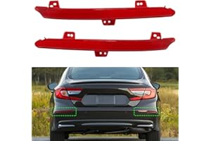 Abodvu Compatible with Honda Accord Rear Bumper Reflector 2018-2024,Left Driver & Right Passenger Side Rear Bumper Red Marker Trims,Back Reflector Light W/O Bulb Replacement for 10th Gen Accord(1Pair)