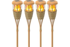 Evelynsun Solar Outdoor Lights, Solar Torch Lights Outdoor Flickering Flame, Outdoor Decorations for Patio Path Yard - 4 Pack