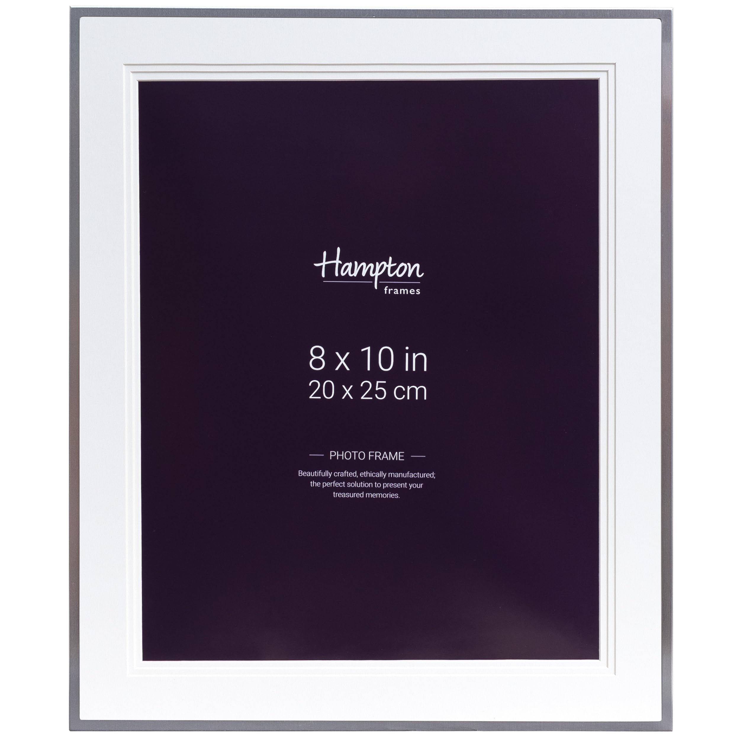 Hampton Frames | Photo Frame | 8x10 (20x25cm), Silver, Rectangular, Aluminium, Glass | Freestanding or Wall Mount, Portrait or Landscape | Display for Photos
