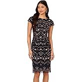 Adrianna Papell Womens Beaded Sheath Dress