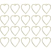 uxcell 60Pcs Alloy Open Bezel Pendants, Heart Hollow Frame Pendant Geometric Open Back Frame Pendant for Resin Jewelry Making Earrings Necklace Bracelet DIY, Gold Tone