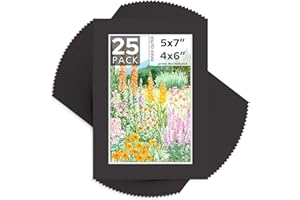 Mat Board Center, 5x7 Black Picture Mats with White Core for 4x6 Pictures by Mat Board Center