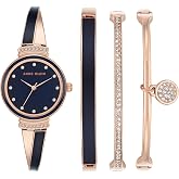 Anne Klein Women's Premium Crystal Accented Bangle Watch Set