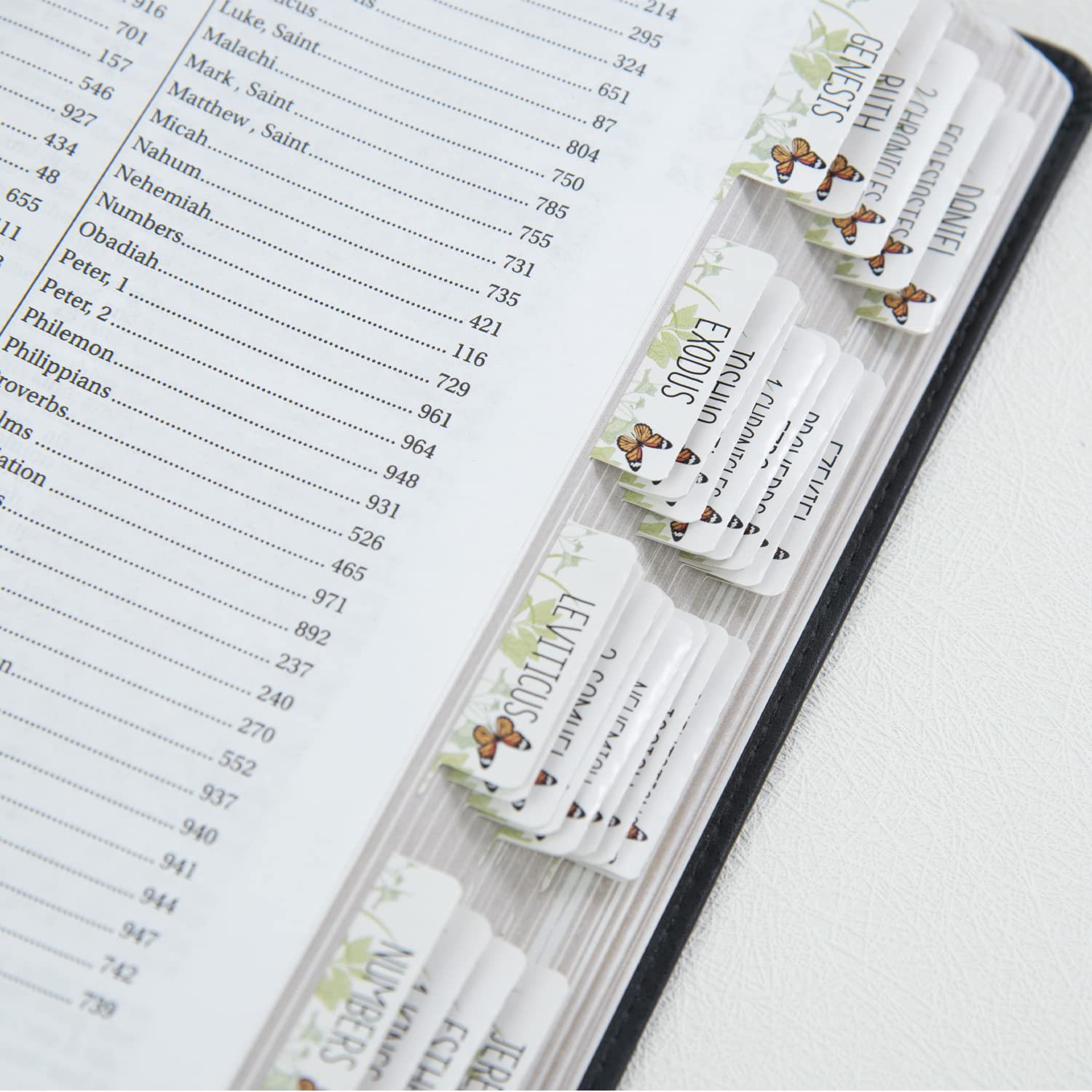 Laminated Bible Tabs for Study Bible, Prefdo Butterfly Design 66 Bible Index Tabs, 34 Blank Tabs, Large Print Bible Book Stickers Old & New Testament, Bible Journaling Supplies for Women Kids