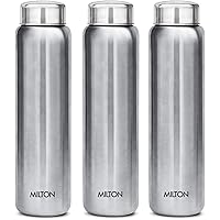MILTON Aqua 1000 Stainless Steel Water Bottle, 930ml, Set of 3, Silver
