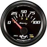 Equus 6234 2" Mechanical Oil Pressure Gauge, Black