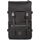 Topo Designs Rover Pack Tech - Work Business Travel Backpack, Integrated Organization, 2 Laptop Tablet Pockets, Comfortable Cushioned Support, Durable 1000D Fabric (Black/Black)