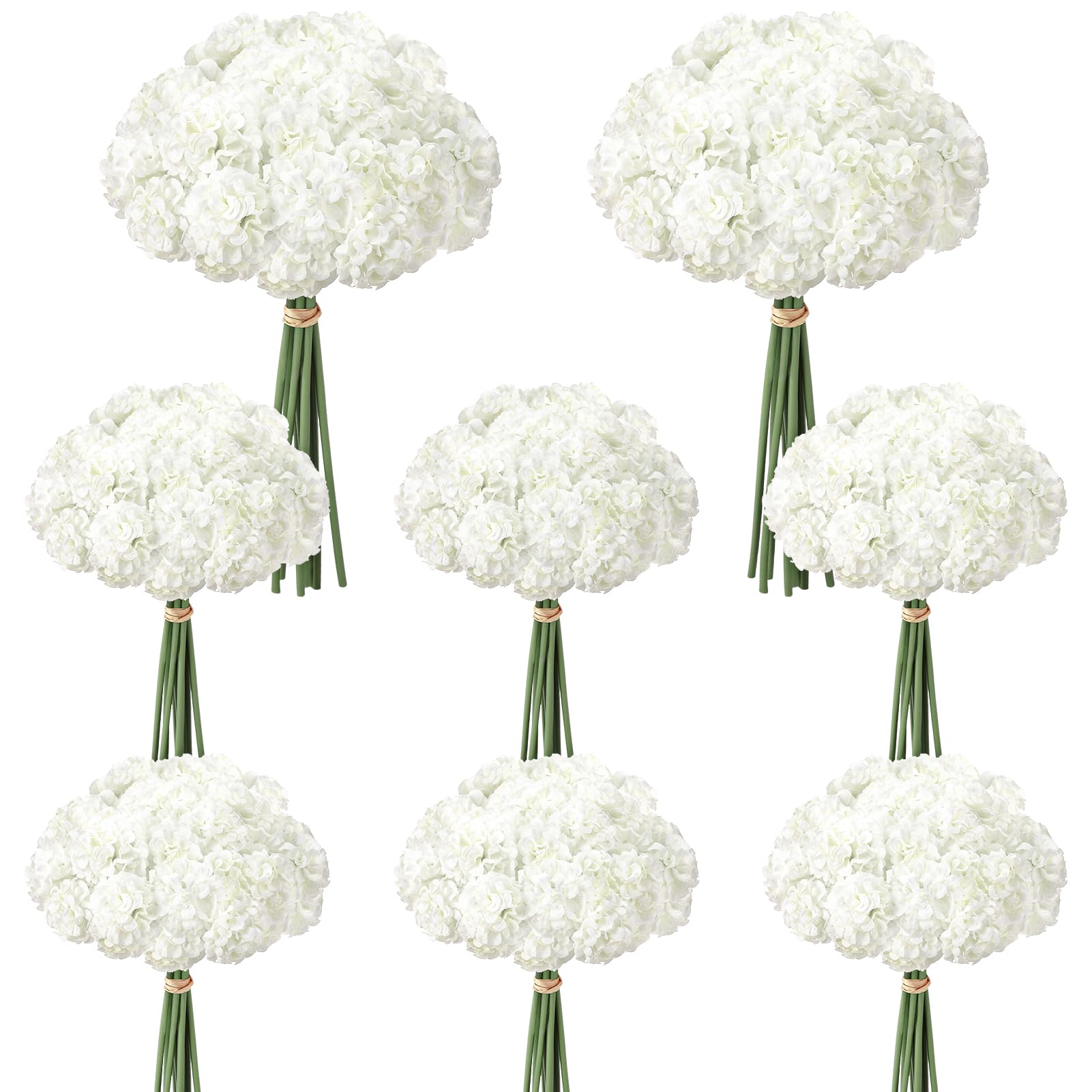 Photo 1 of Ovveroche 72 Pcs White Hydrangea Artificial Flowers, Round Floral Bouquet for Home Decor, Wedding, Party, and Seasonal Decoration, Realistic Fake Flowers for Centerpieces, Aisle, Table Arrangements