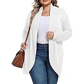 TIANZHU Plus Size Lightweight Long Crochet Cardigan for Women Open Front Knit Cardigan Sweaters Casual Loose Coat