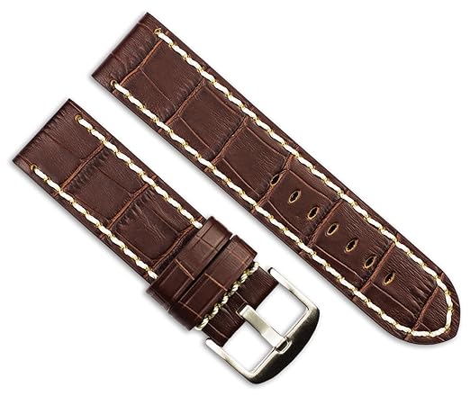 Panerai Style Alligator Grain Watch Band - Brown - 22mm