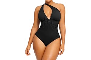 SHAPELLX Women One Piece Swimsuit Tummy Control Ruched V Neck One Piece Bathing Suit with Built-in Bra