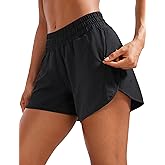 CRZ YOGA Dolphin Athletic Shorts for Women 5" - High Waisted Quick Dry for Running Workout Gym Track with Zip Pocket