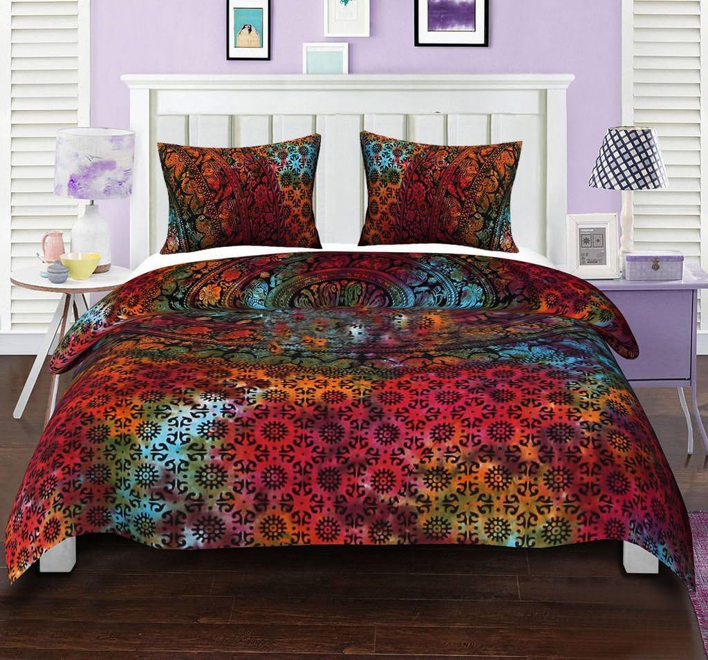 Vedant Designs Elephant Mandala Tie Dye Duvet Doona Cover Cotton Quilt Cover Hippie Comforter Indian Queen Set