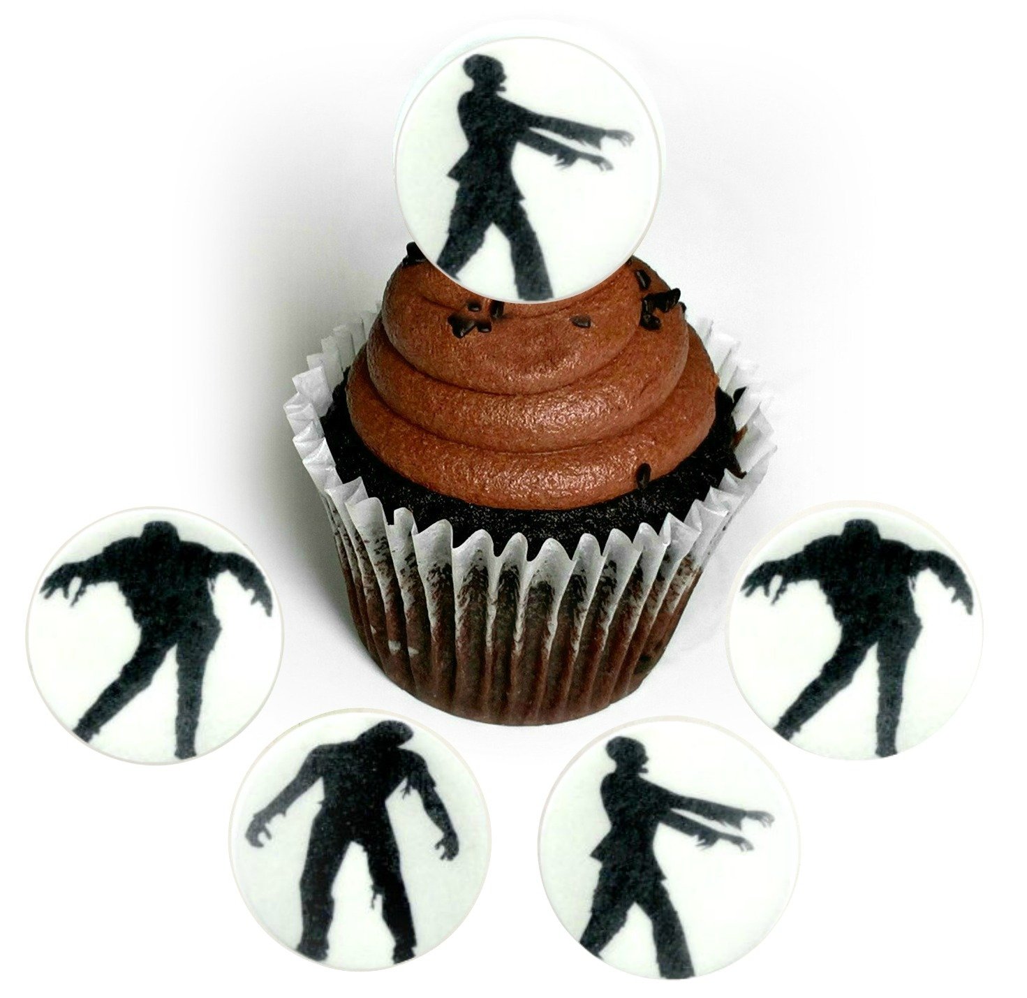 Halloween Zombie Walking Dead Silhouette Wafer Paper Toppers 1 5