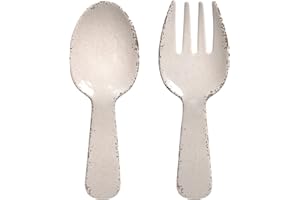 Supreme Housewares 2-Piece 10.75 Inch Melamine Salad Server Serving Utensil Set Includes Salad Spoon and Salad Fork (Crackle,