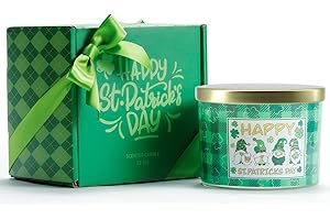Lihome St Patricks Day 3 Wick Scented Candle, Jasmine Lily, 12.7 oz, Green, Gift for Women, Indoor, Aromatherapy, 60+ Hour Burn Time