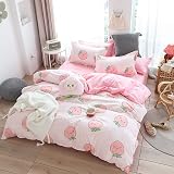 Loussiesd Cartoon Peach Comforter Cover Set Kid Bedding 3Pcs Microfiber view 2