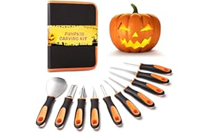 Halloween Pumpkin Carving Tools Kit, 10 Pieces Professional Heavy Duty Stainless Steel Carving Tools, Pumpkin Carving Set wit