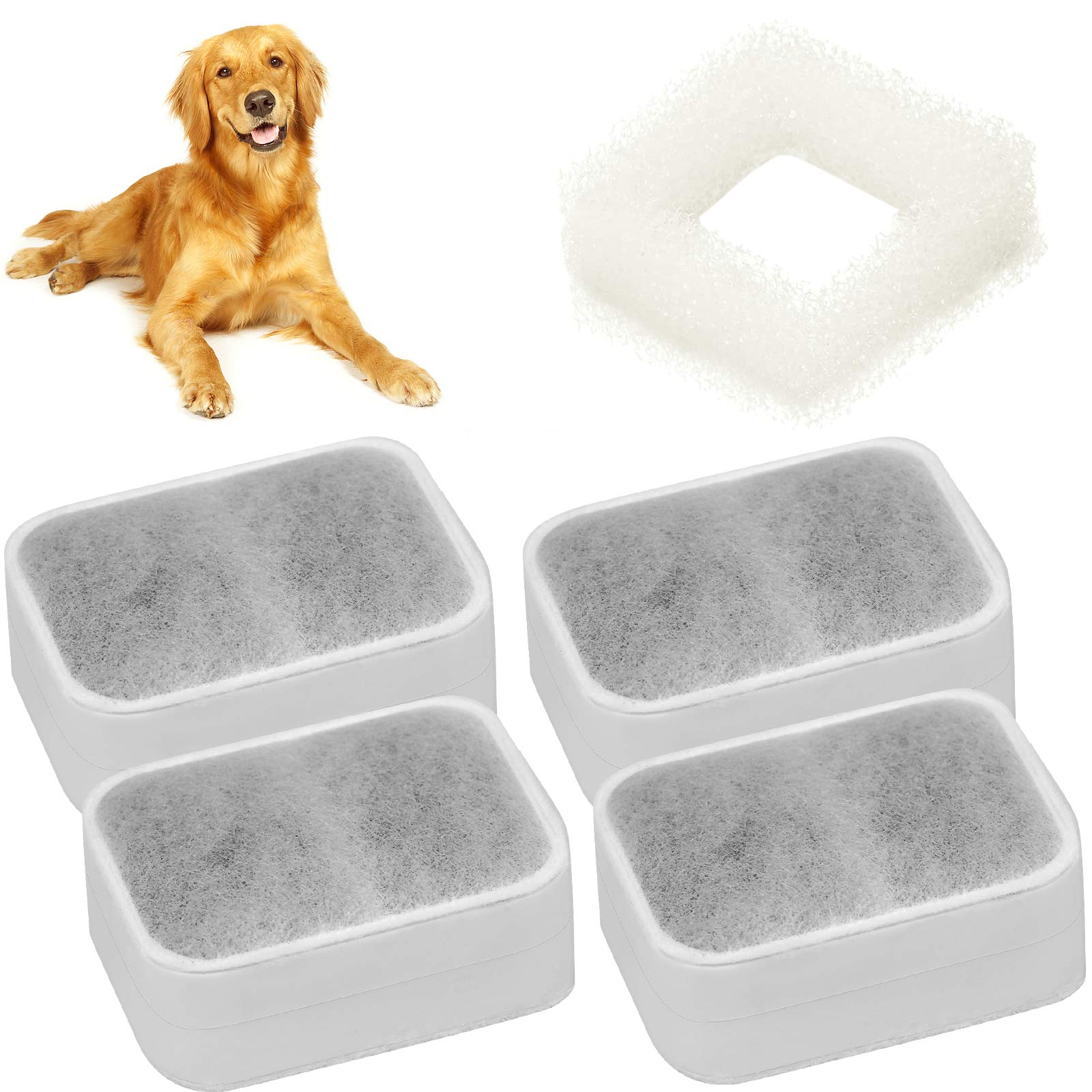 5Pcs Water Fountain Filters Foam Filters, Pet Activated Carbon Safety Filter Flower Water Fountain Replacement Filters for Cats and Dogs