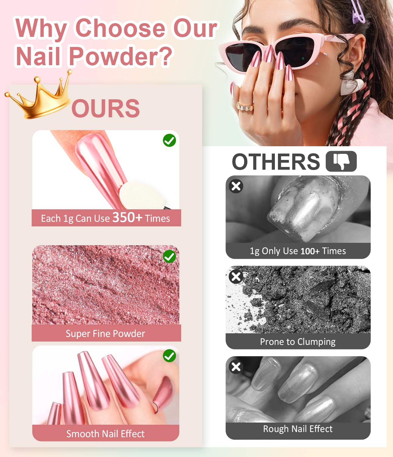 Chrome Nail Powder BISHENGYF: Super Metallic Effect Chrome Powder For Nails Gold Silver Red Laser White Pearl Nail Chrome Powder for Nails Art Decoration - Image 4