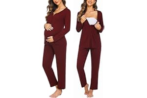 Ekouaer Maternity Nursing Pajama Sets Labor Delivery Pjs Long Sleeve Breastfeeding Pajamas Pregnancy Sleepwear Set