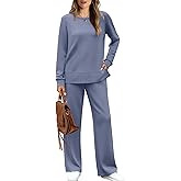 WIHOLL Women's 2 Piece Lounge Sets Sweatshirt Casual Travel Outfits Fashion Wide Leg Tracksuit Cozy Sweatsuits
