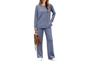 WIHOLL Women's 2 Piece Lounge Sets Sweatshirt Casual Travel Outfits Fashion Wide Leg Tracksuit Cozy Sweatsuits
