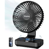 EasyAcc 7" Small Oscillating Fan with 4000 Battery, 5-23H Runtime, Rechargeable Desk Fan for Air Circulation with 4 Speeds for Home and Office