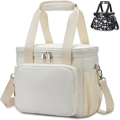 HSHRISH Large 10L Insulated Lunch Bag Women Waterproof Leakproof White