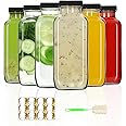 AuroTrends 12 oz Glass Bottles with Lids 6Pack, 360ml Glass Bottles for Juicing, Water, Kombucha - Portable Glass Juicing Bottles Reusable Glass 12oz (12fl.oz, Set of 6)