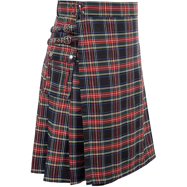 Black Stewart Ladies Knee Length Kilt Skirt – 16" Tartan Pleated, Acrylic, Women's Casual Formal Wear