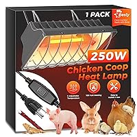 Heat Lamp for Chicken Coop, 250W Waterproof Brooder Heater for Indoor & Outdoor Used, Infrared Heat Lamp with Adjustable Temp & Height, Ideal for Poultry, Livestock & Small Pets