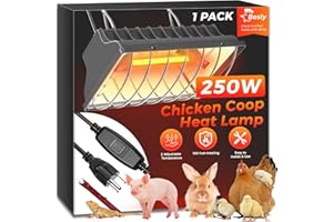 BESLY Heat Lamp for Chicken Coop, 250W Waterproof Brooder Heater for Indoor & Outdoor Used, Infrared Heat Lamp with Adjustable Temp & Height, Ideal for Poultry, Livestock & Small Pets