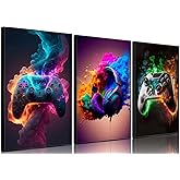BGFCE Gaming Room Decor - Wall Art Set of 3, Video Gaming Theme, Unframed 12x16in Canvas Posters for Teen Boys Room