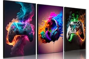 BGFCE Gaming Room Decor - Wall Art Set of 3, Video Gaming Theme, Unframed 12x16in Canvas Posters for Teen Boys Room