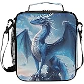 LFICRTAN Kids Lunch Box Blue Dragon Insulated Lunch Bags Boys Girls with Adjustable Strap Cooler Meal Box School Office