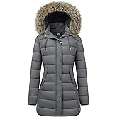Women's Winter Thickened Down Jacket Warm Long Puffer Coat Waterproof Parka with Faux Fur Removable Hood