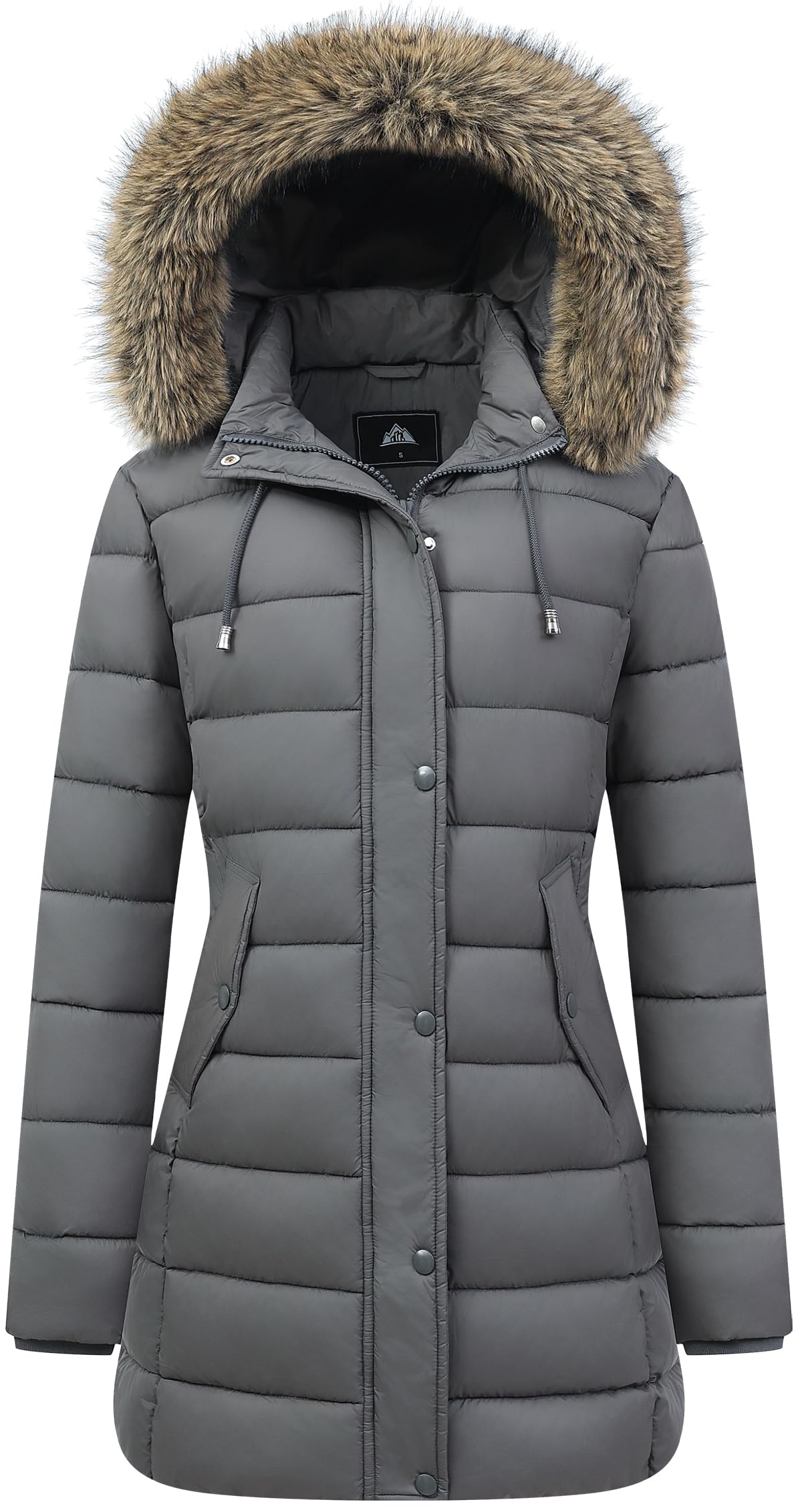 Photo 1 of Women's Winter Thickened Down Jacket Warm Long Puffer Coat Waterproof Parka with Faux Fur Removable Hood size m 