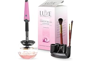 Luxe Electric Makeup Brush Cleaner, Pink, USB Charging Station, 3 Adjustable Speeds, Cleaner to Instantly Wash and Dry Your Makeup Brushes