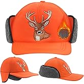 Breathffy Deer Winter Hunting Hat Camo Orange Warm Hat with Sherpa Lined Ear Flap Waterproof Windproof for Men Cold Weather