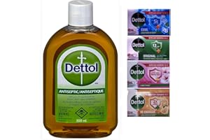 Dettol Antiseptic Liquid 125ml + 4 Dettol Soap Bars 100 g (Cool, Original, Re-Energize, Skincare) — Exclusive Limlico Bundle
