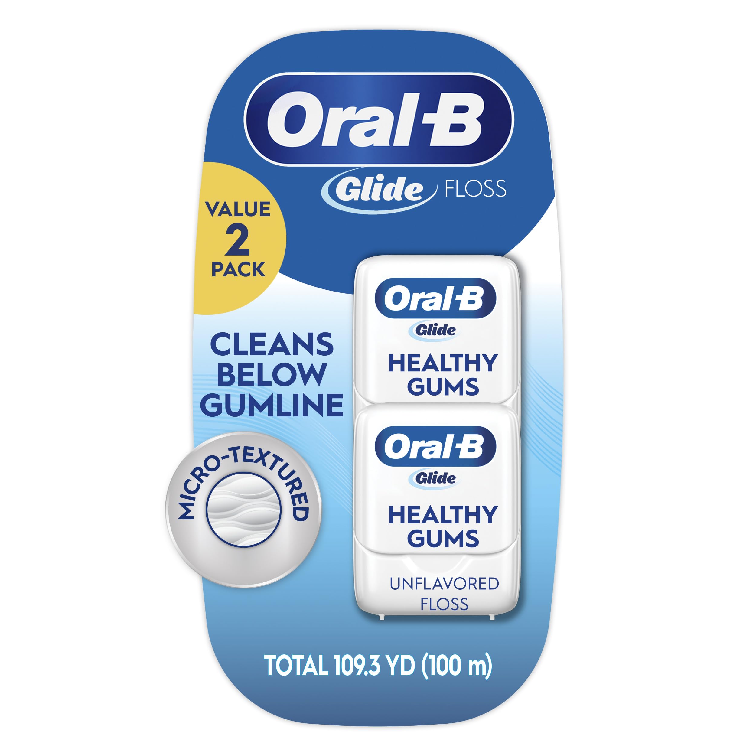 Oral-B Glide Healthy Gums, Glide Dental Floss Twin Pack, Unflavored, 100 M