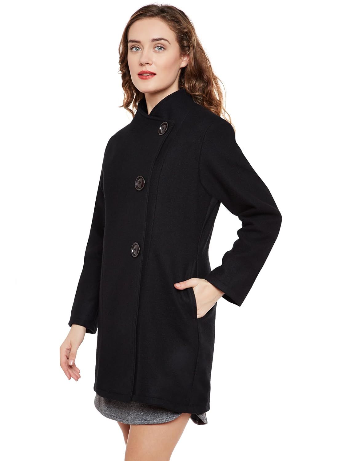 martini women woolen long winter coat (black, xx-large)
