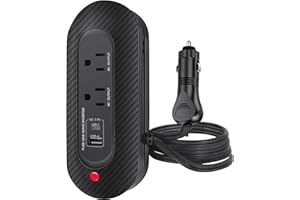 BYGD 200W Pure Sine Wave Car Power Inverter DC 12V to 110V AC Car Plug Adapter Outlet Converter with QC 3.1A Smart USB and Ty