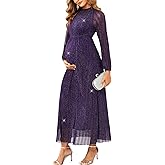 CYCLAMEN Formal Maternity Dress Sparkly Halter Neck A-Line Maxi Gown Baby Shower Pregnancy Photoshoot Wedding Guests