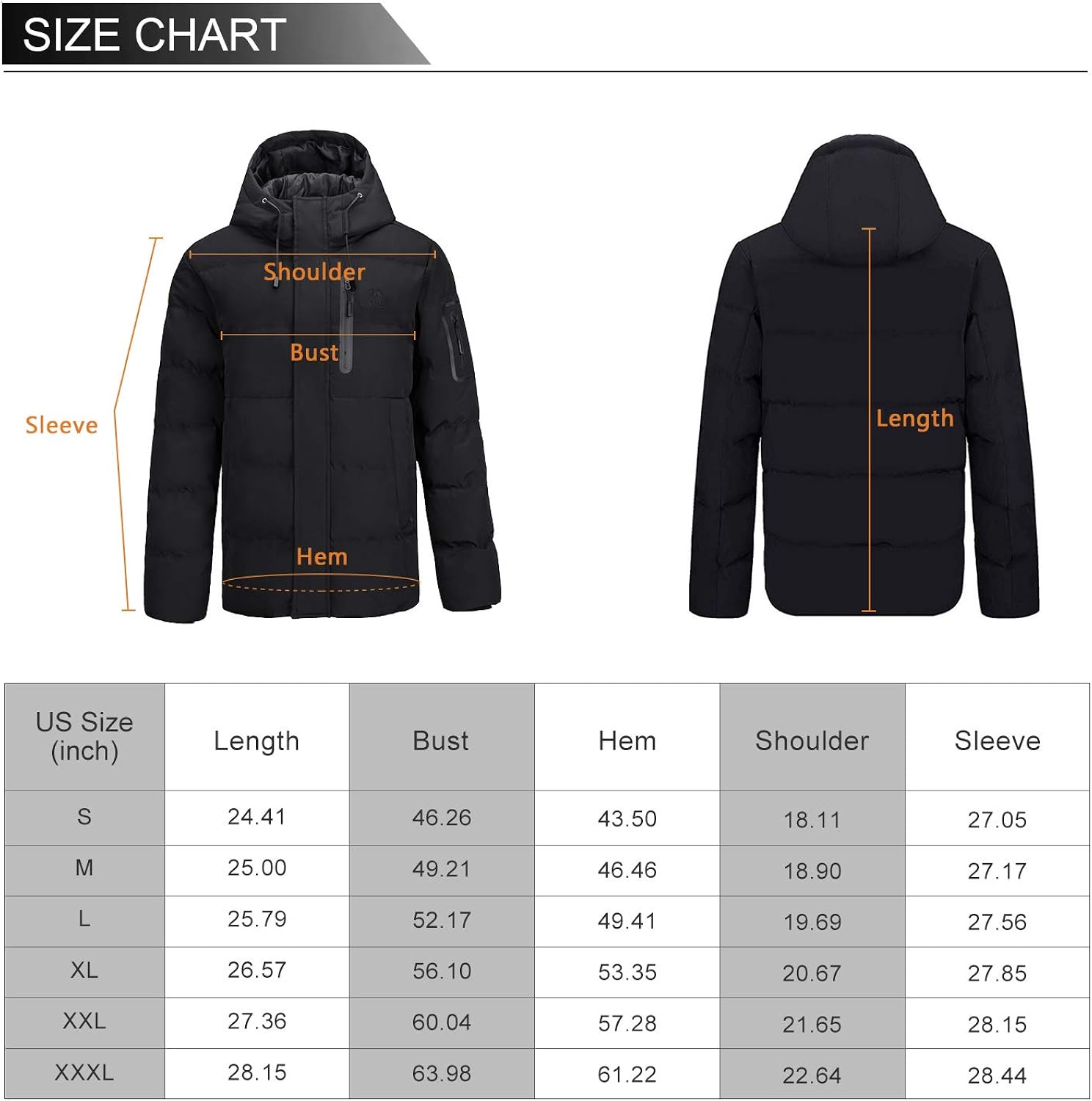 CAMEL Men Puffer Jacket with Hooded Parkas Thicken Padded Jacket Windproof Outdoor for Winter Coat: Clothing
