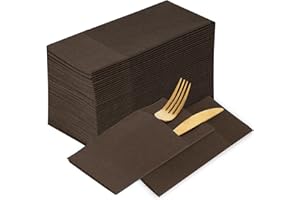 KAMMAK Napkins Disposable Coffee Cloth like Dinner Paper Napkins with Pocket 100 Pack Folded Luncheon Napkins Wedding Reception Bathroom Guest Hand Towel for Party Decoration, Kitchen,16.5 x 16.5 inch