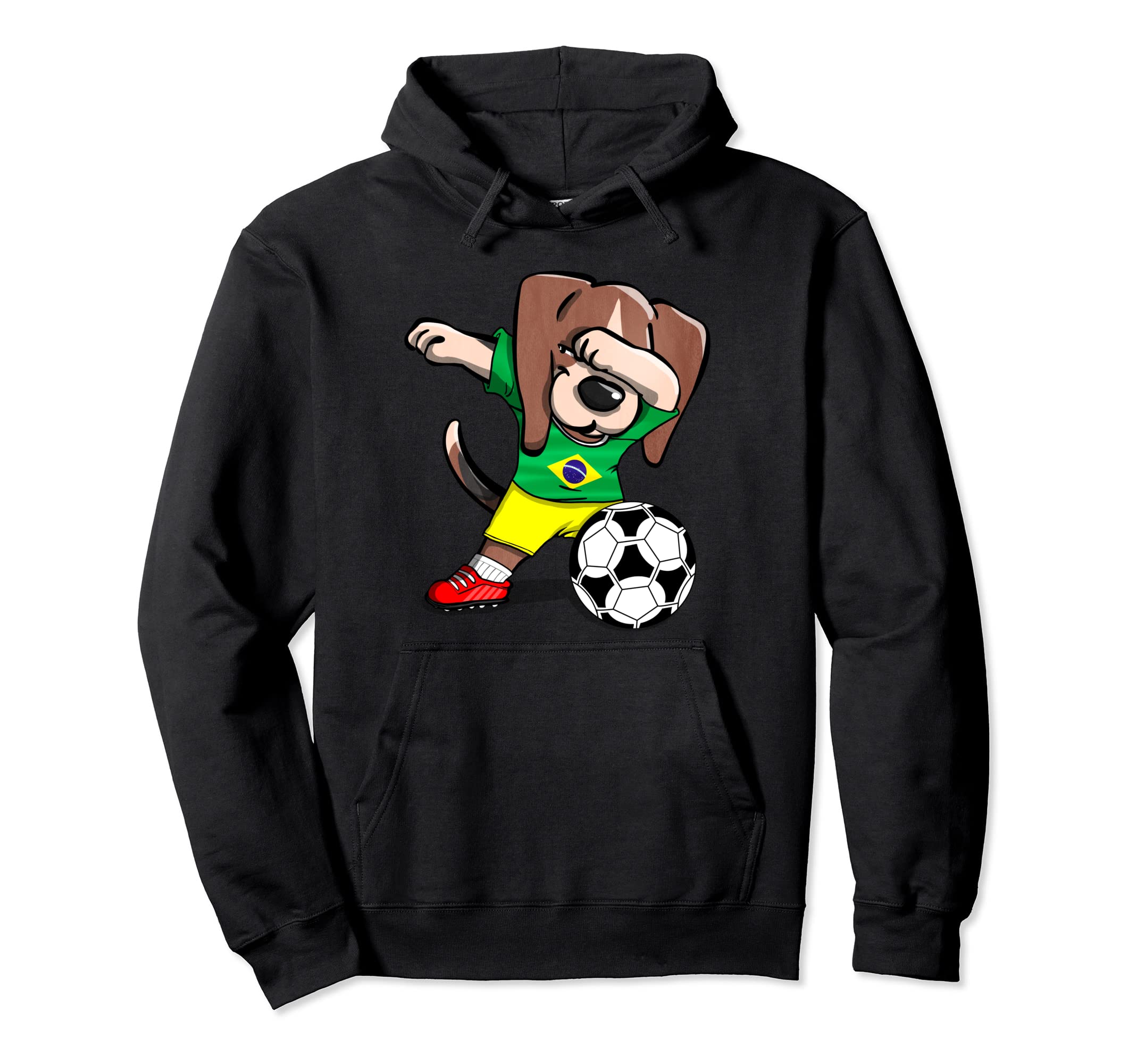 Dabbing Beagle Brazil Soccer Fans Jersey Brazilian Football Pullover Hoodie