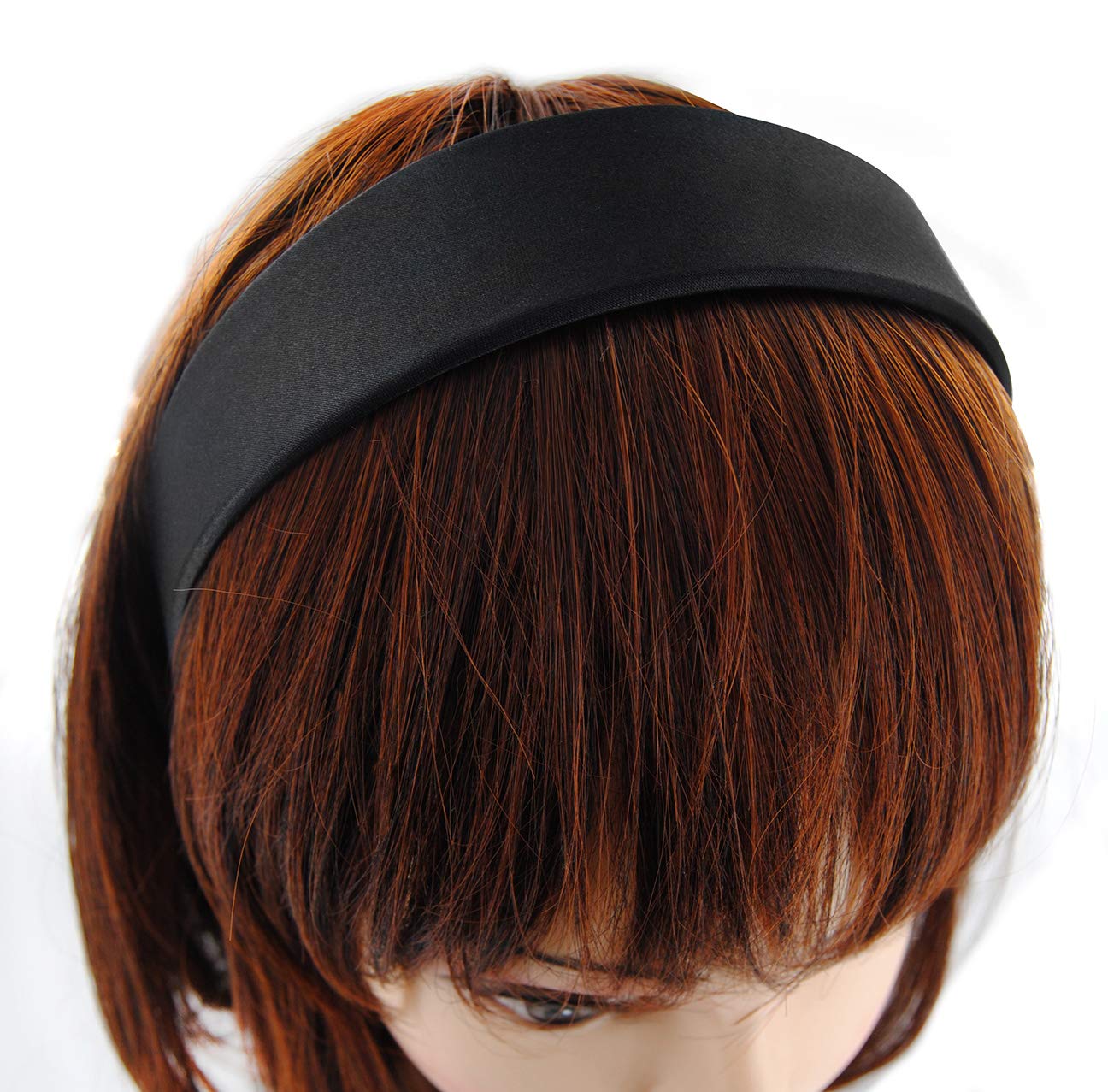 axy Wide Satin Covered Headband Vintage Classic Look Hairband Headband HRK1 (Black) — image 1