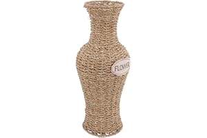 SWETRACE Rattan Woven Floor Vase Decorative Wicker Flower Basket Container for Dried Flowers Home Décor